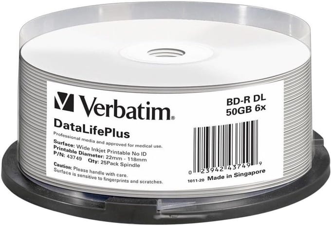 Blu-Ray Disc 50 GB opnamebare schijven, bedrukbaar oppervlak, 6x snelheid, 25 stuks
