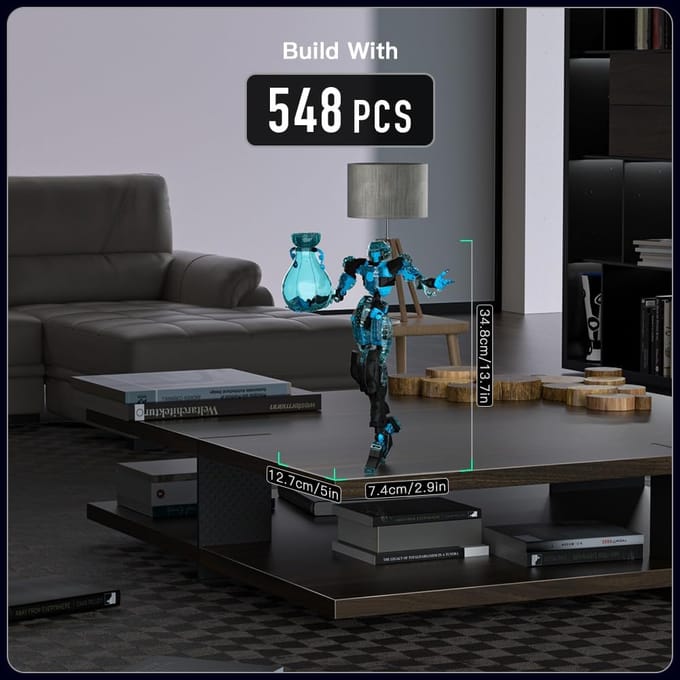 Mold King Technologie Constellatie Waterman STEM Combat Robot Bouwsteen Creatief Kristal Beweegbaar Combat Element Universe Mech Speelgoed blauw