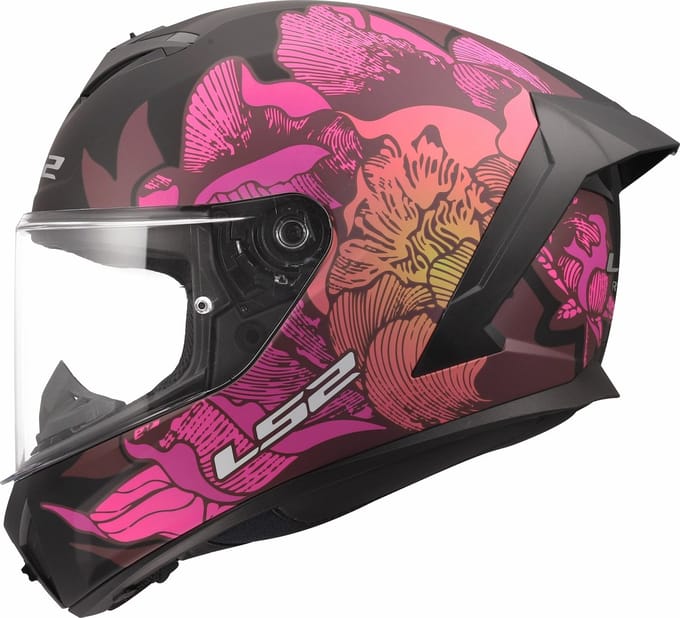 LS2 Helm Rapid III Poppies II FF820 zwart / roze maat 3XL
