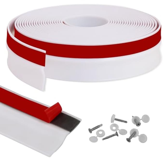 Universele afdichtstrip voor garagedeur - weerbestendig - zelfklevend - 40 sets schroeven - wit - 80 ft.