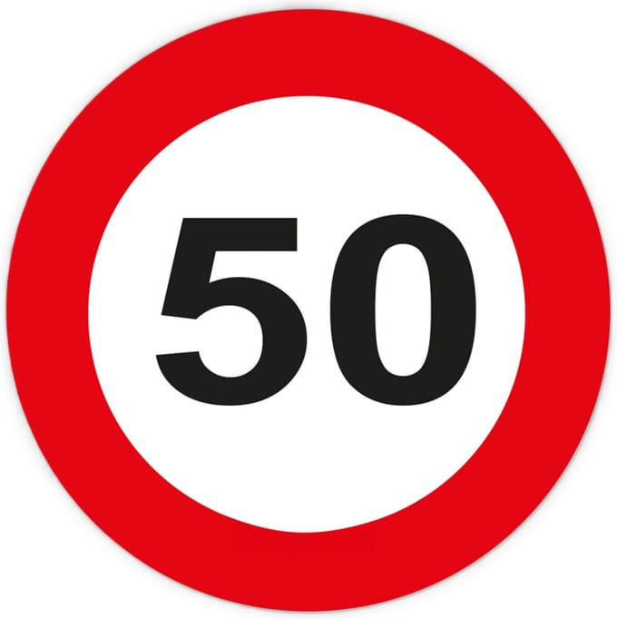 Feestbordjes 50 jaar stopbord