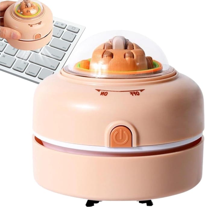 Bureaustofzuiger - Mini reiniger - Bureau schoonhouden - Stille werking - 8.5 cm hoog - Bruin