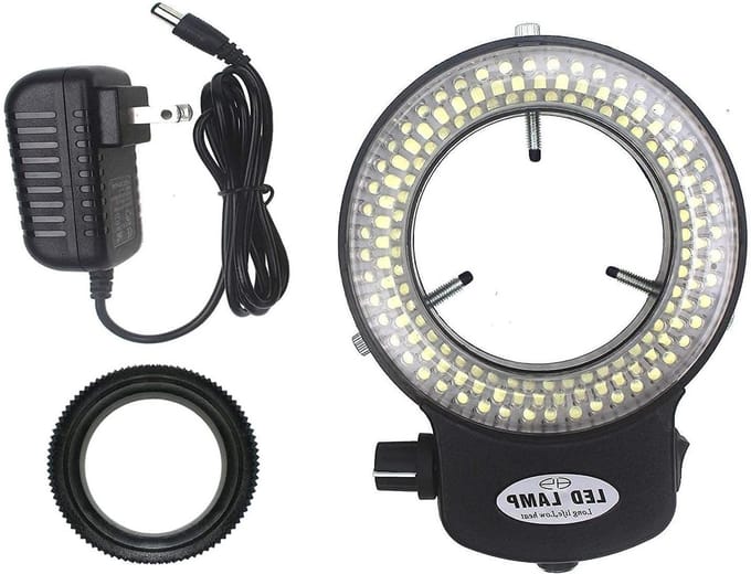LED Ring Light - Microscoop Verlichting - Microscopen Verlichten - 144 LEDs - 13 x 11 x 3 cm - Zwart