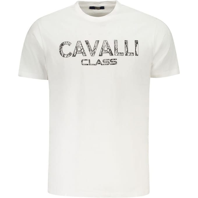 Cavalli Class Bianco Katoenen Heren T-Shirt