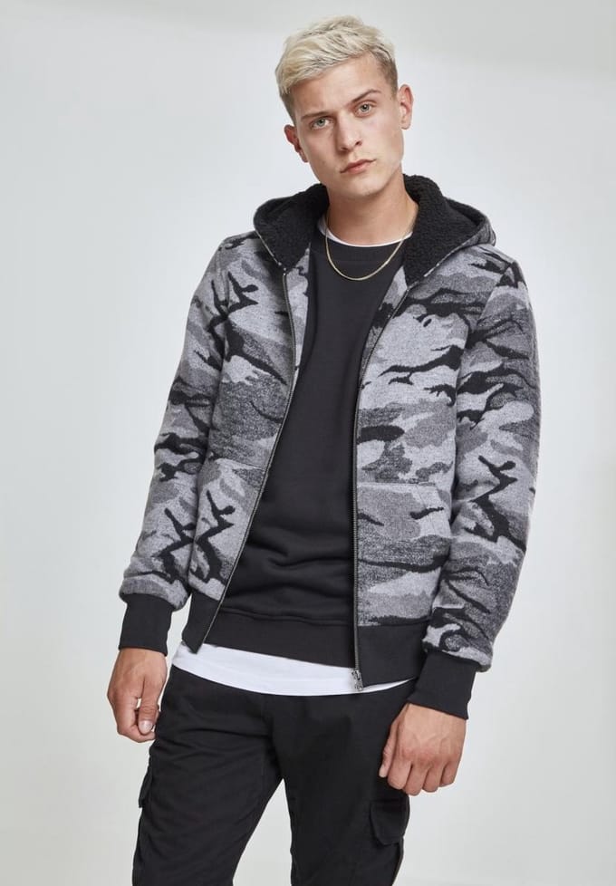 Urban Classics - Camo zip Vest met capuchon - Camouflage - 2XL - Groen