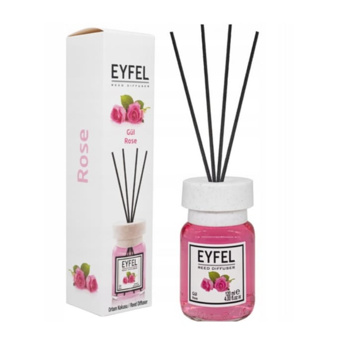 EYFEL - REED DIFFUSER - GEURSTOKJES - HUISPARFUM - ROSE - 120ML