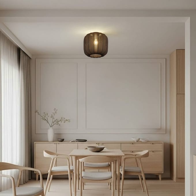 Lindby - plafondlamp - 1licht - Stof - H: 32 cm - E27 - zwart