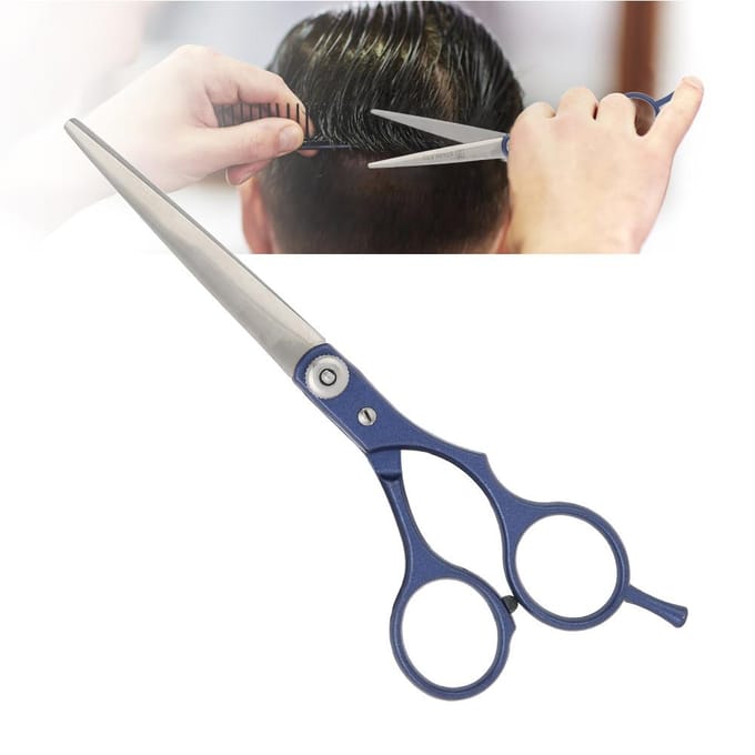 Ciseaux de coupe de cheveux professionnels Ciseaux de coiffeur Salon familial Outil de coiffure Dents plates Bleu bleu
