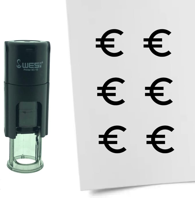 CombiCraft Stempel Euro teken 10mm rond - zwarte inkt