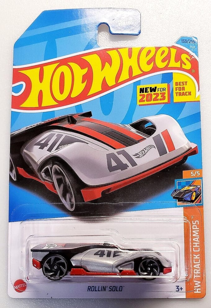 HOT WHEELS ROLLIN SOLO RED/SILBER 133/250 1:64 TRACK CHAMPS 5/5 SHORT CARD