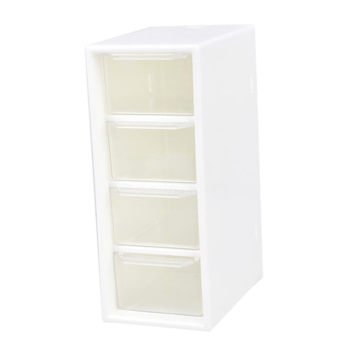 Desktop 4 Lade Opbergorganizer Kleine Stapelbare Transparante Plastic Opbergcontainers Doos voor Thuis white