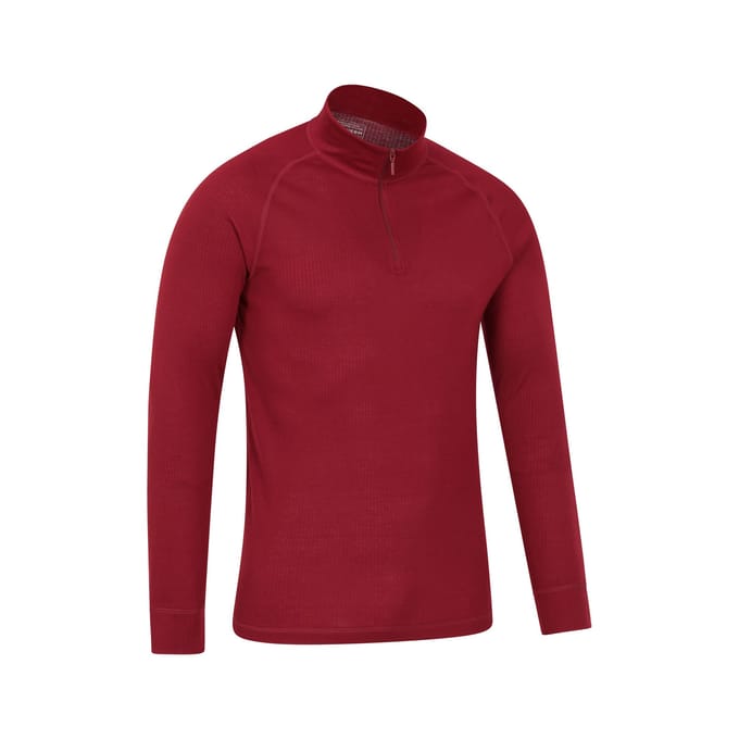 Mountain Warehouse Heren Talus Zip Neck Thermo Top met lange mouwen (Rood)