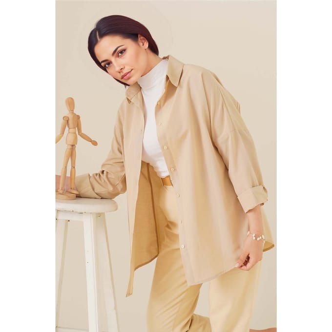 Ontspannen Fit Poplin Shirt met Knopen Sluiting