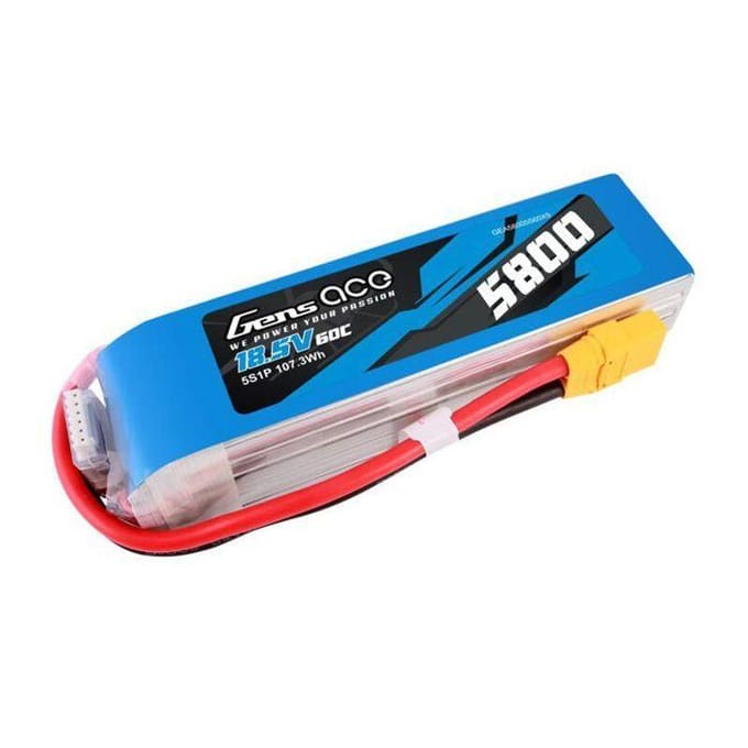 Gens ace &Tattu 5800mAh 60C 18.5V 5S1P Lipo Battery Pack with XT90 plug