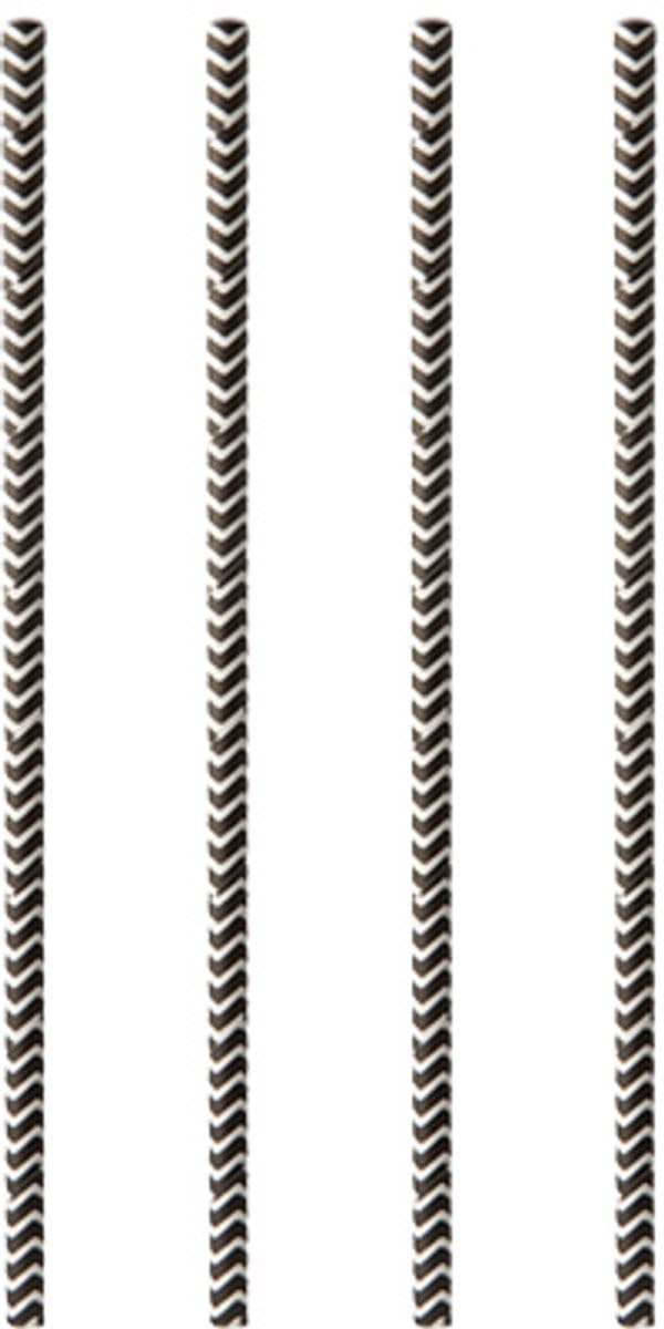 10x 100 Drinkrietjes papier Ø 6 mm · 20 cm zwart/wit Zig-Zag