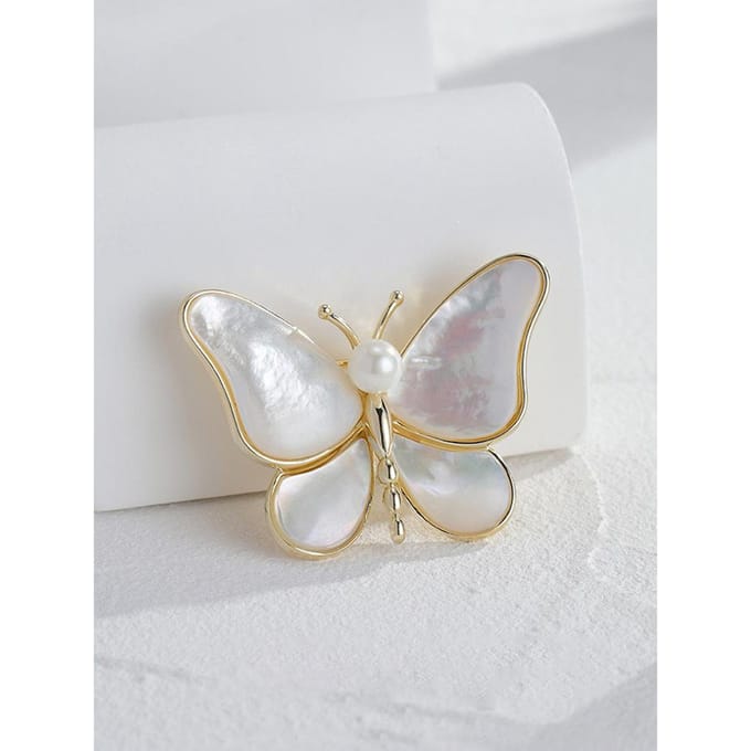 1 STKS Vlinder Broche Elegante Design Sense Roos Witte Steen Sieraden gray