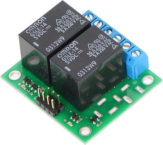 Basic 2-Channel SPDT Relay Carrier 12VDC Relays (Assembled) Pololu 2487