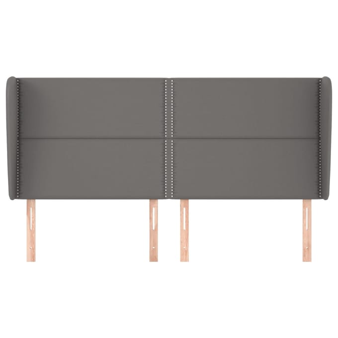 vidaXL Hoofdbord met randen 203x23x118/128 cm kunstleer grijs