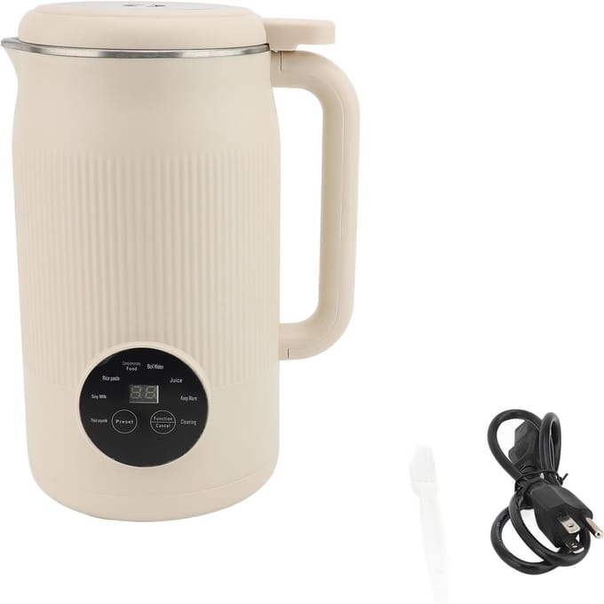 Elektrische Sojamelk Maker 10 Blad Malen Thuis Sojabonenmelk Machine voor Fruit Groenten Droog Nat beige
