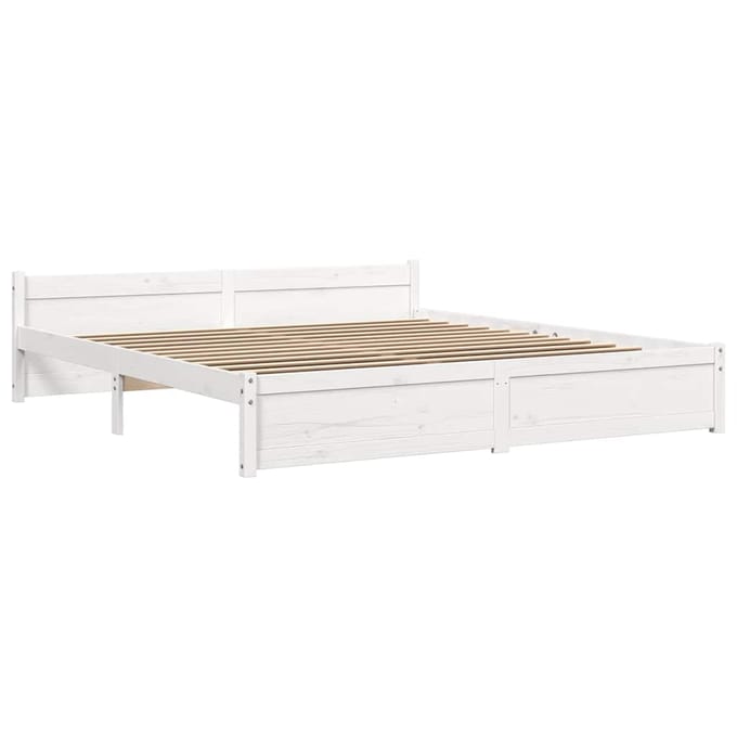 vidaXL - Bedframe - massief - hout - wit - 180x200 - cm