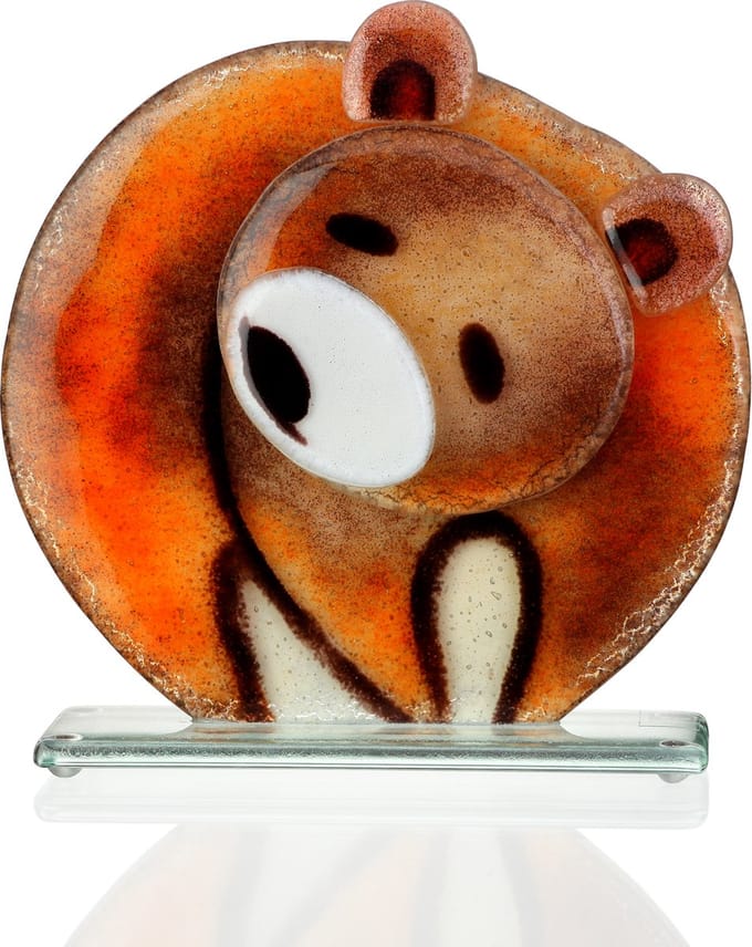 Glassculptuur - Glazen Beer - Glasobject - Sculptuur - Fusing glas Bear - 19cm