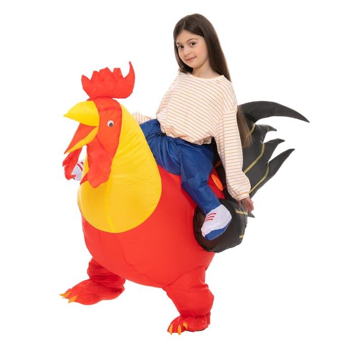 Schattig opblaaskostuum van een rijdend wandelend dier voor kinderen 80-120CM rood