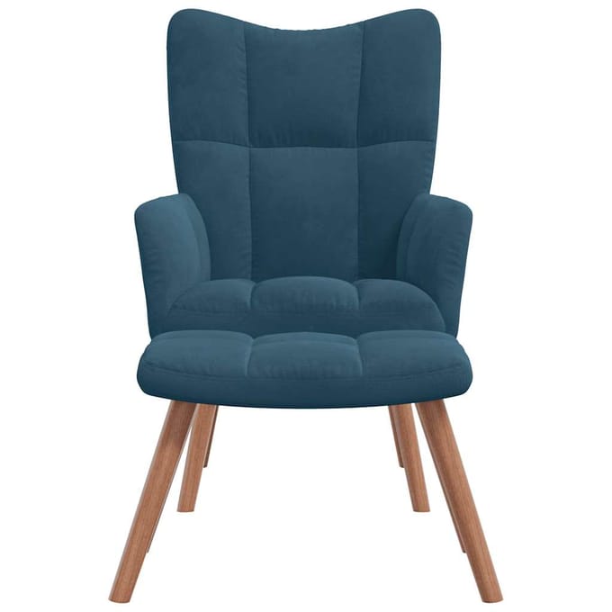 vidaXL - Relaxstoel - met - voetenbank - fluweel - blauw