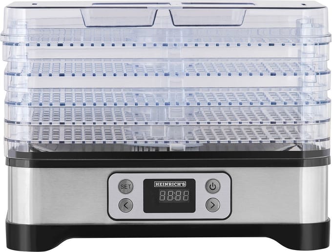 Heinrich’s HDR 8502 voedseldroger – 250W - 5 laags – 35°C tot 70°C – LCD display – Timer