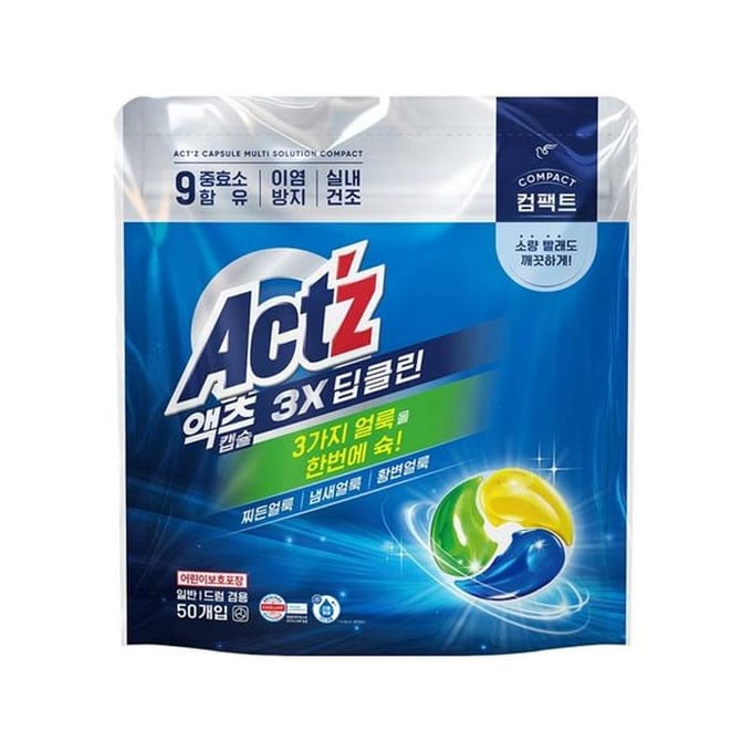 Capsules de détergent à lessive Act'z 3-en-1 Compact Deep Clean – 50 capsules Capsules – 50 Pods blue
