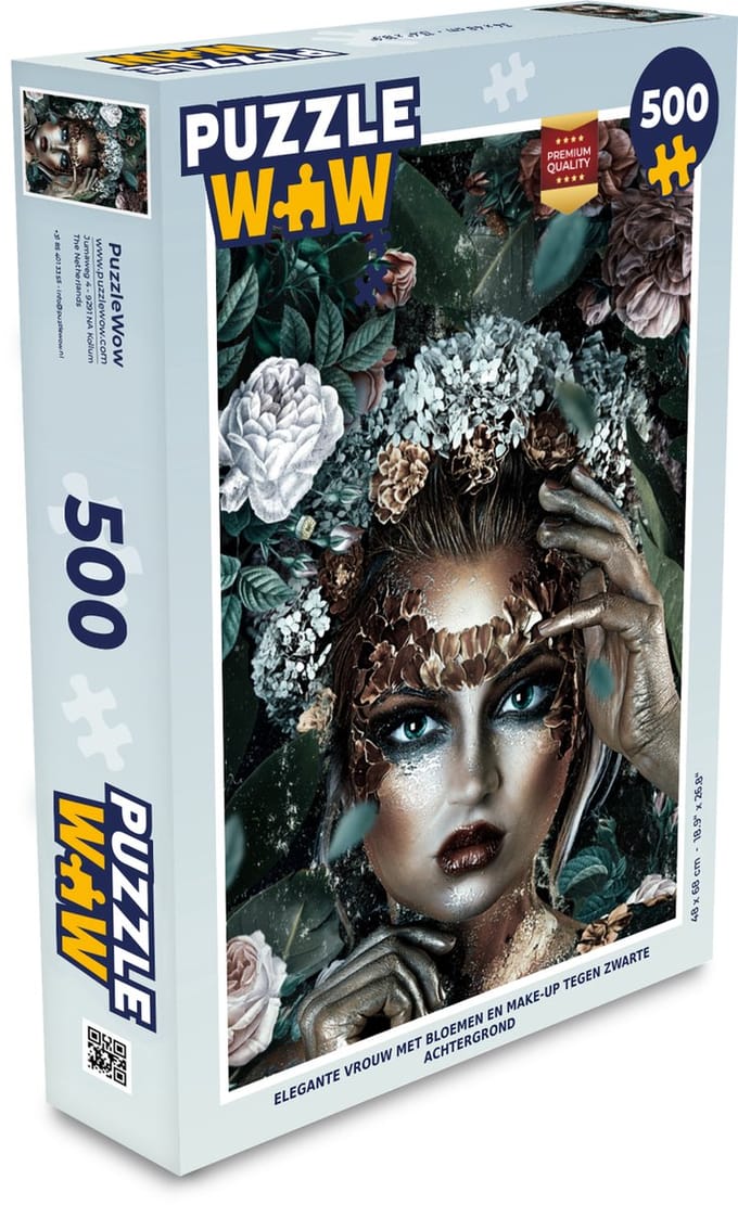 Puzzel Zilver - Vrouw - Bloemen - Legpuzzel - Puzzel 500 stukjes