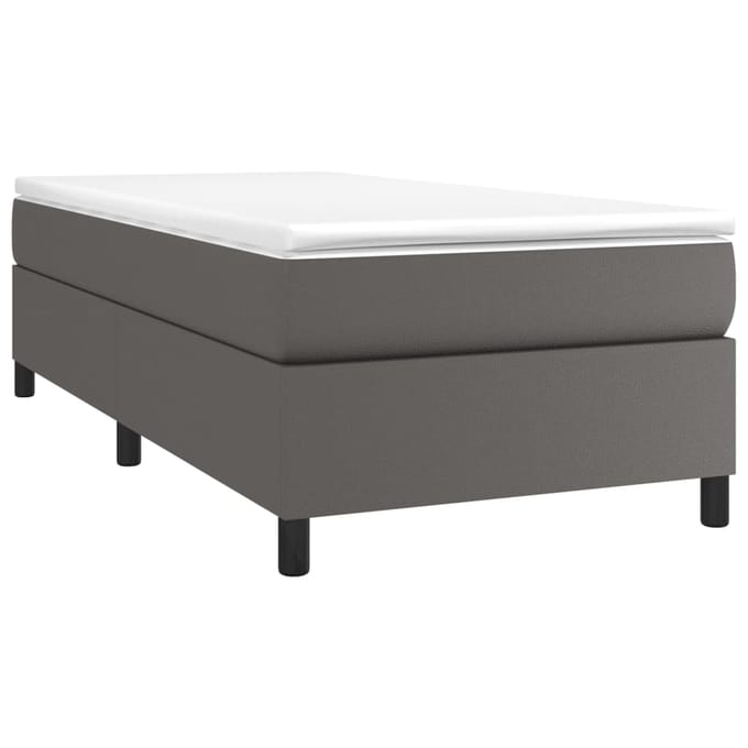 vidaXL - Boxspring - bed - kunstleer - grijs - 90x190 - cm
