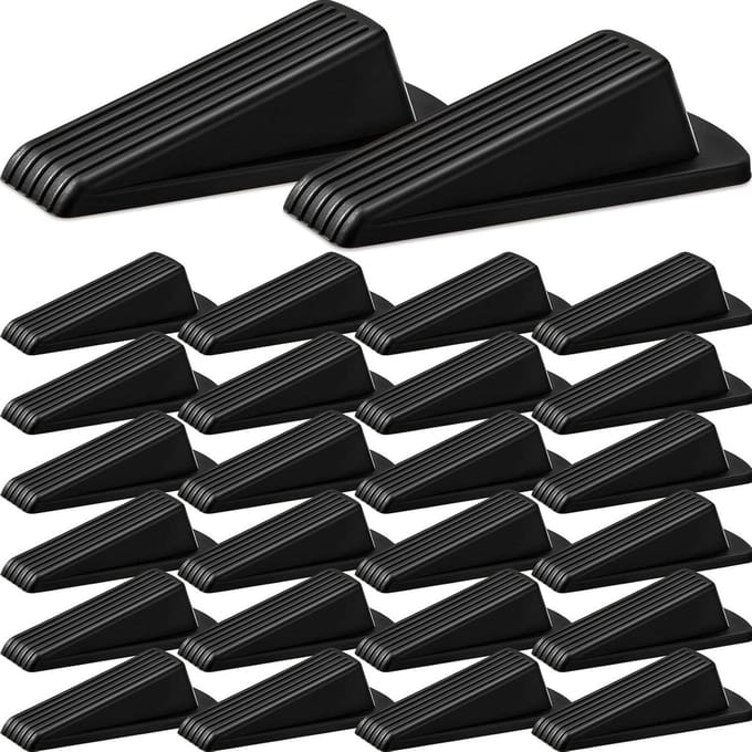 Deurstoppers Rubber - Deurwig Set - Deuren Open Houden - Antislip Ontwerp - Tot 1.2 Inch Hoogte - Zwart