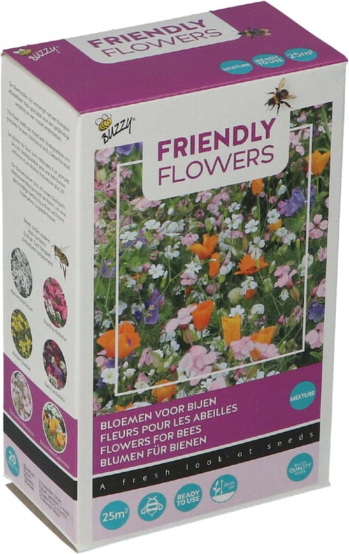 Buzzy Strooidoosje Friendly Flowers Bijen Laag 25 m² -