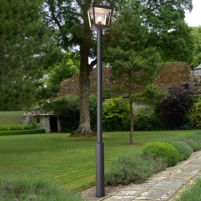 Lucande - Lantaarnpalen - 1licht - Gegoten aluminium, polycarbonaat - H: 220 cm - E27 - donkergrijs