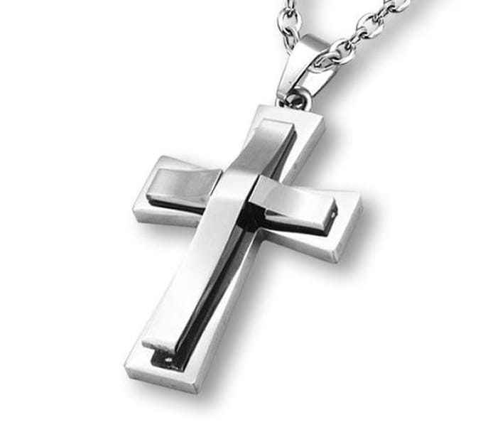 Amanto Ketting Djason - 316L Staal PVD - Kruis - 43x27mm - 60cm