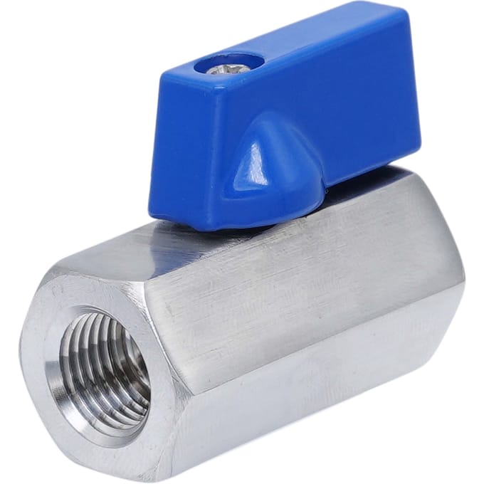 G 1/2'' F/F 2-Weg RVS Mini Kogelkraan 69 Bar PTFE - TamesonPRO 1113-012-F
