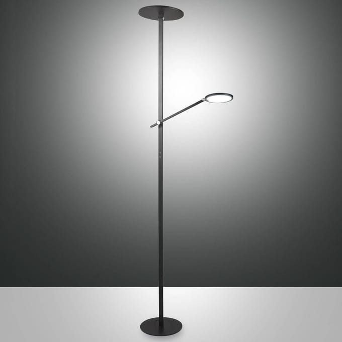 Fabas Luce Regina LED vloerlamp met leesarm, 2-lamps, zwart