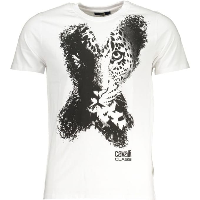Cavalli Class Witte Katoenen Heren T-Shirt