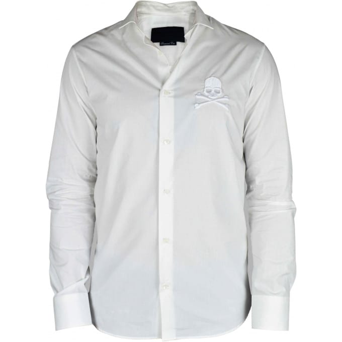 Philipp Plein Diamond Cut LS Skull-overhemd wit
