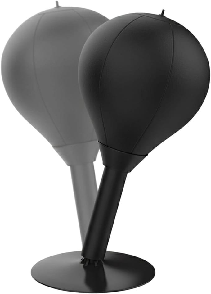 Desktop Bokszak - Boksbal Bureau - Stress Verlichten - Sterke Zuignapbasis - 18.2 x 40 cm - Zwart