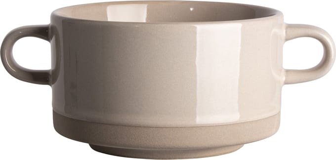 Gusta Design Soepkom – 450 ml – 4 delig - Aardewerk – Crème – Minimalistisch & Stijlvol