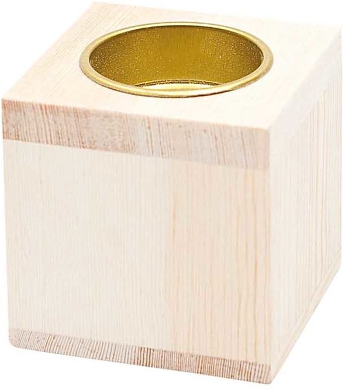 Kaarsenhouder hout 6x6x6cm
