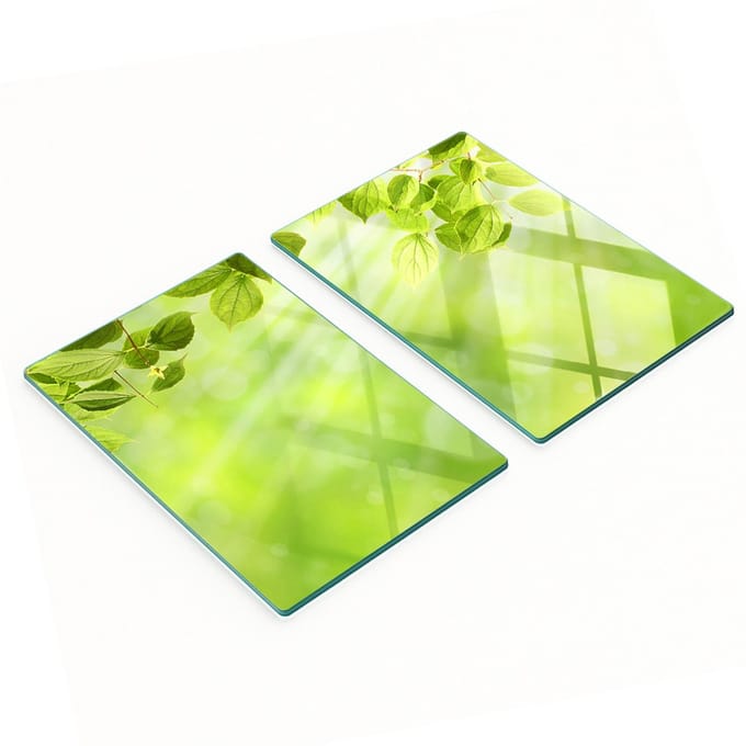 Multifunctionele decoratieve glazen borden met bladprint 2x40x52 cm
