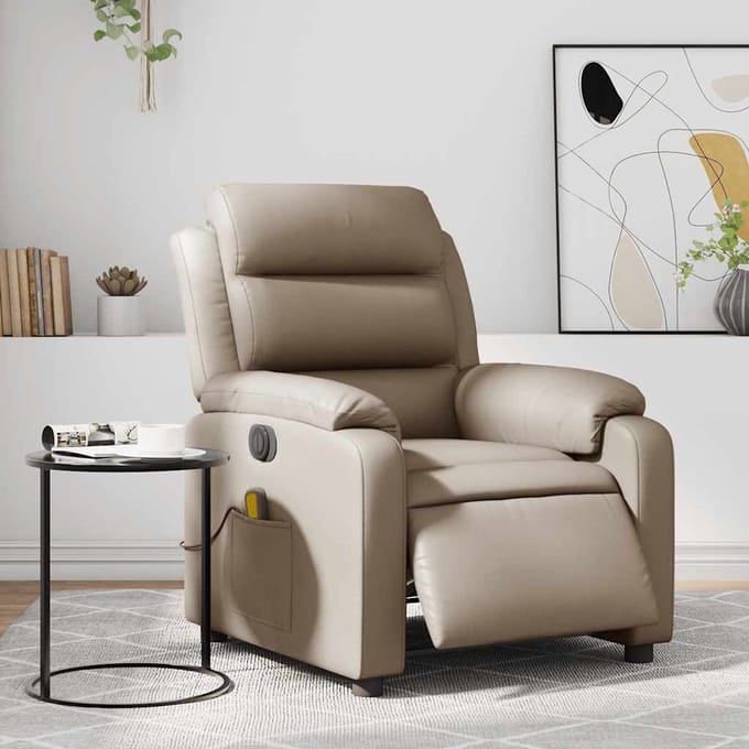 vidaXL - Massagestoel - verstelbaar - elektrisch - kunstleer - cappuccinokleurig
