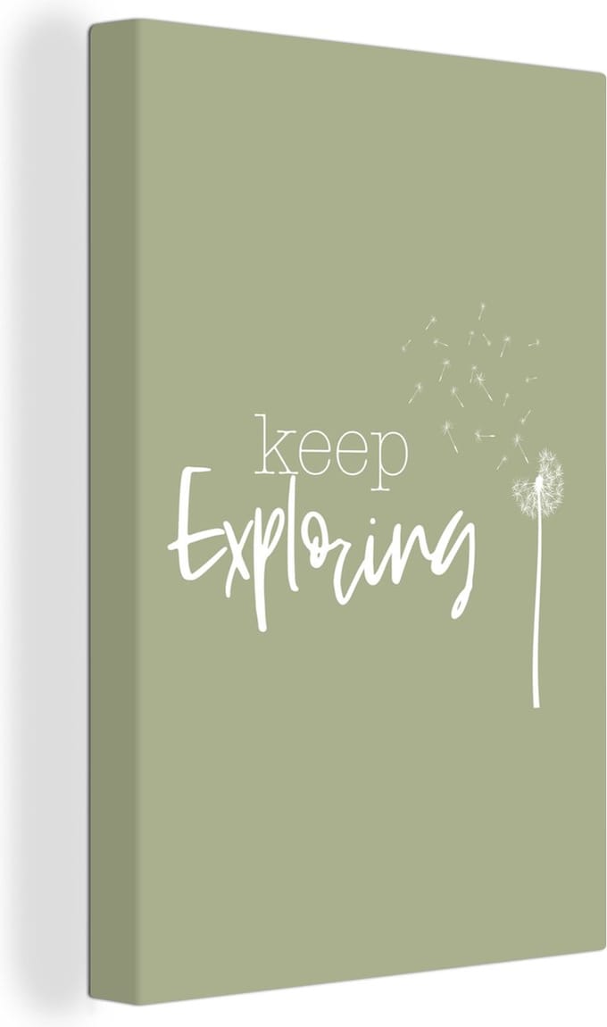 Canvas Schilderij Spreuken - Quotes - Keep exploring - 20x30 cm - Wanddecoratie