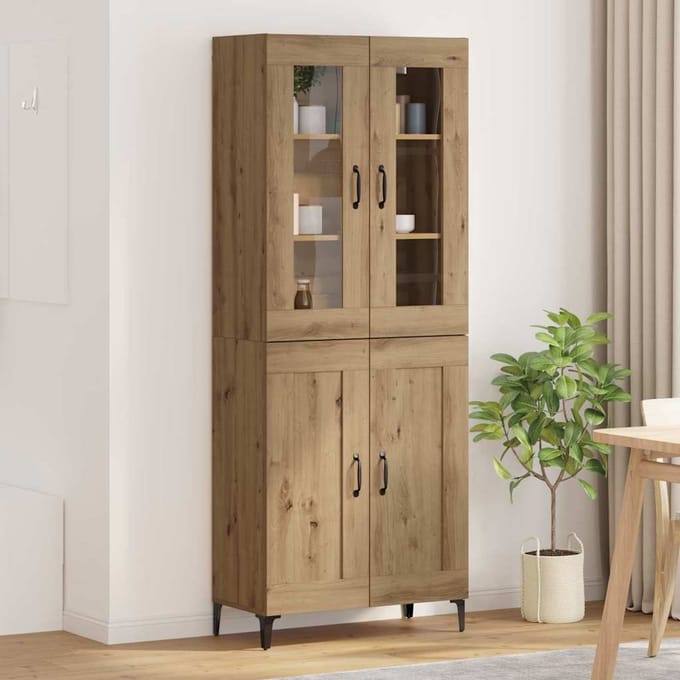 vidaXL - Highboard - Artisan - Eiken - 69,5 - x - 34 - x - 180 - cm - Bewerkt - hout