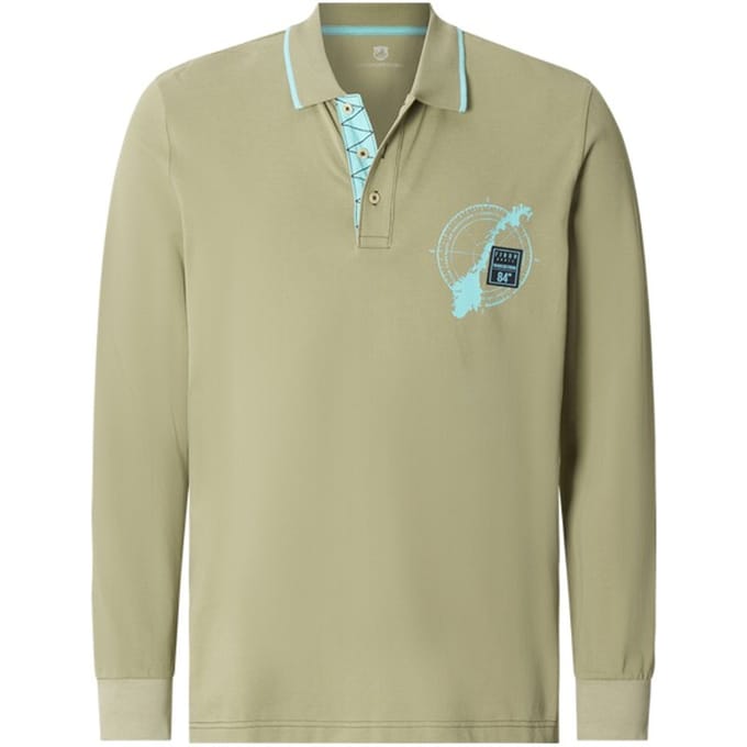 Jan Vanderstorm herren Poloshirt Met Lange Mouwen - 76/78 - olijf - Plus Size