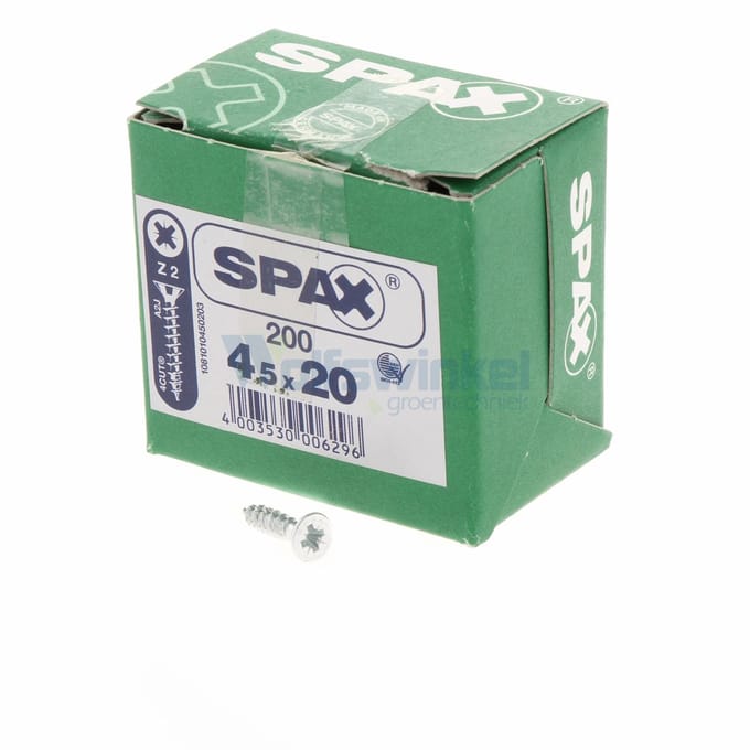 Spax Spaanplaatschroef Verzinkt PK 4.5 x 20 (200) - 200 stuks