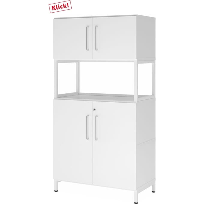 FlexWall | 4 OH | 2x deuren + lijst | met sokkelframe - Wit/Wit