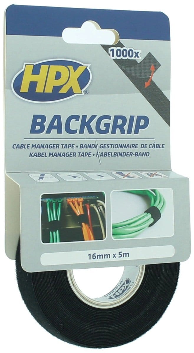 Back grip - zwart 16mm x 5m
